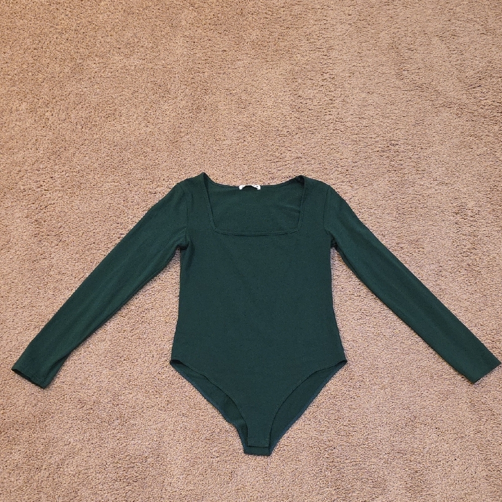 Elegant Dark Green Long Sleeve Bodysuit